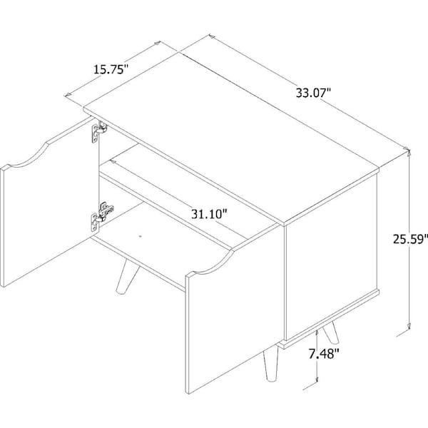 Manhattan Comfort Rectangle Hampton Accent Cabinet, 33.07 W, 15.75 L, 25.59 H, MDF and MDP, White - 19PMC1