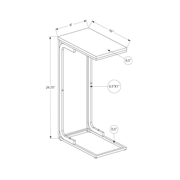 Monarch Specialties Accent Table, C-shaped, End, Side, Snack, Living Room, Bedroom, Contemporary, Modern - I 3478