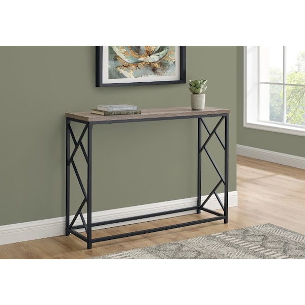 Monarch Specialties Accent Table - 44"L / Taupe / Black Metal Hall Console - I 3533