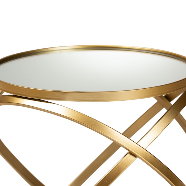 Baxton Studio Desma Glam and Luxe Gold Finished Metal and Mirrored Glass End Table - 177-11195-ZORO