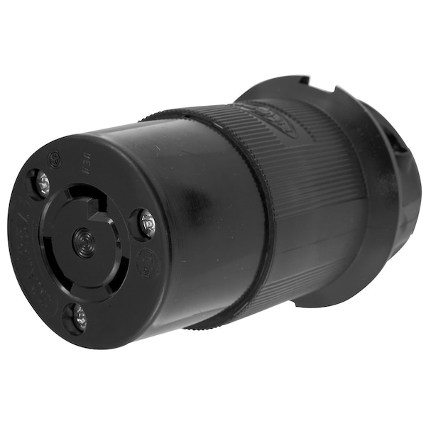 Dispositivos de bloqueo Hubbell Wiring Device-Kellems, Twist-Lock®, Industrial, Cuerpo de conector hembra, 20A 125V, 2 polos 3 cables a tierra, L5-20R, Terminal de tornillo, negro, insertos de cable - HBL2313EBK