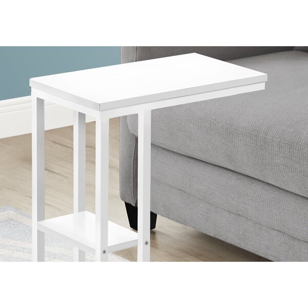 Monarch Specialties End Table, 18.25 W, 25.25 H, Particle Board, Metal, White - I 3676