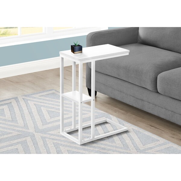 Monarch Specialties End Table, 18.25 W, 25.25 H, Particle Board, Metal, White - I 3676