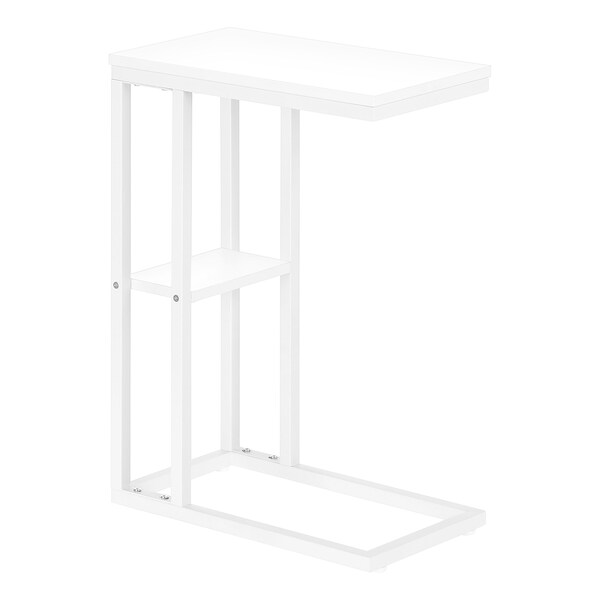Monarch Specialties End Table, 18.25 W, 25.25 H, Particle Board, Metal, White - I 3676