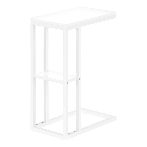 Monarch Specialties End Table, 18.25 W, 25.25 H, Particle Board, Metal, White - I 3676
