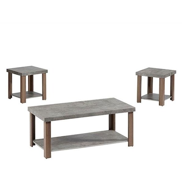 Progressive Furniture Progressive Furniture T246-95 Living Room Cocktail Table & 2 End Tables; Gray & Oak - Pack of 3 - T246-95