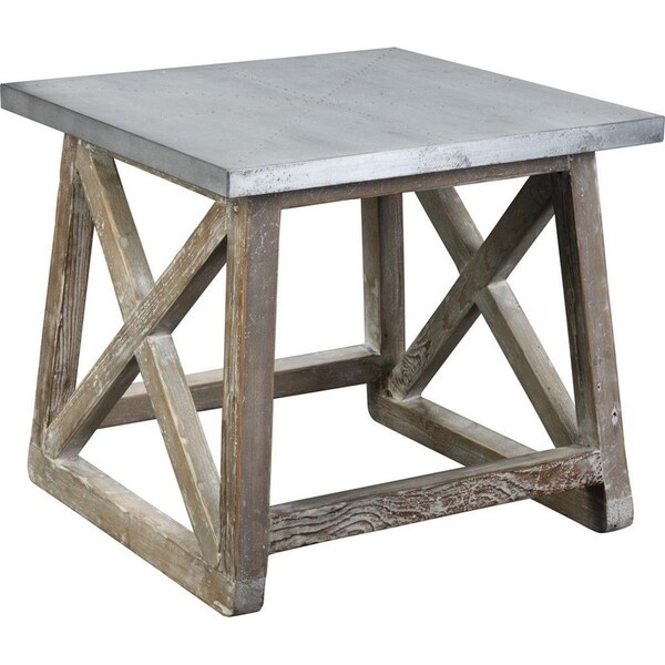 Boraam 22 x 22 x 20 in. Martin Side Table in Natural & Zinc Top - 17223