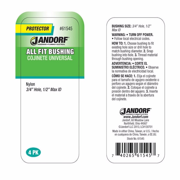 Jandorf Jandorf 3/4 in. Nylon Bushing 4 pk - 61545