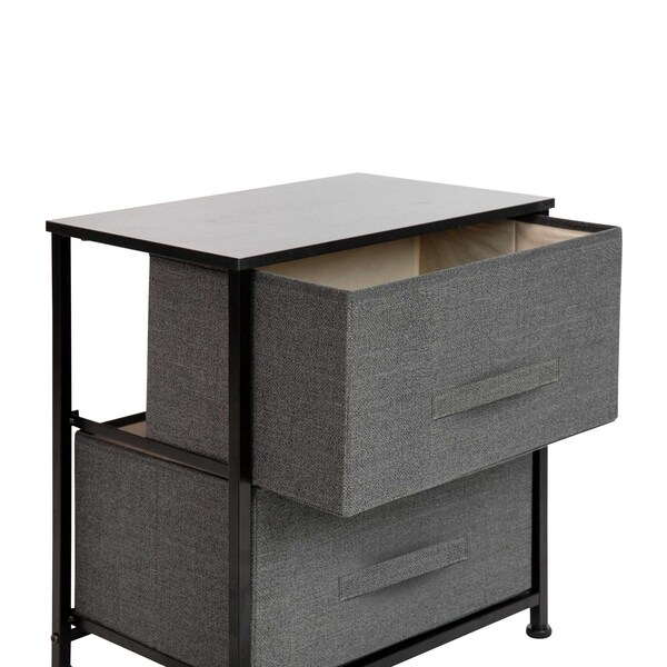 Flash Furniture Black/Gray 2 Drawer End Table Storage Organizer - WX-5L200-BK-GR-GG
