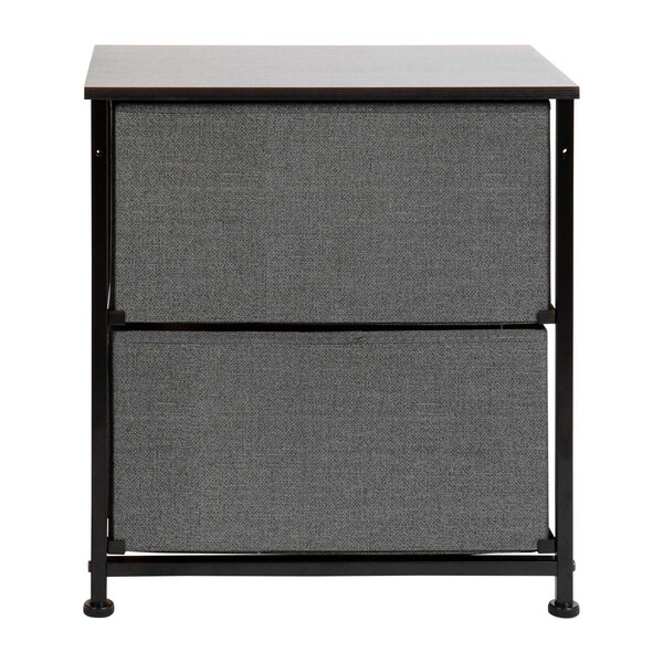 Flash Furniture Black/Gray 2 Drawer End Table Storage Organizer - WX-5L200-BK-GR-GG