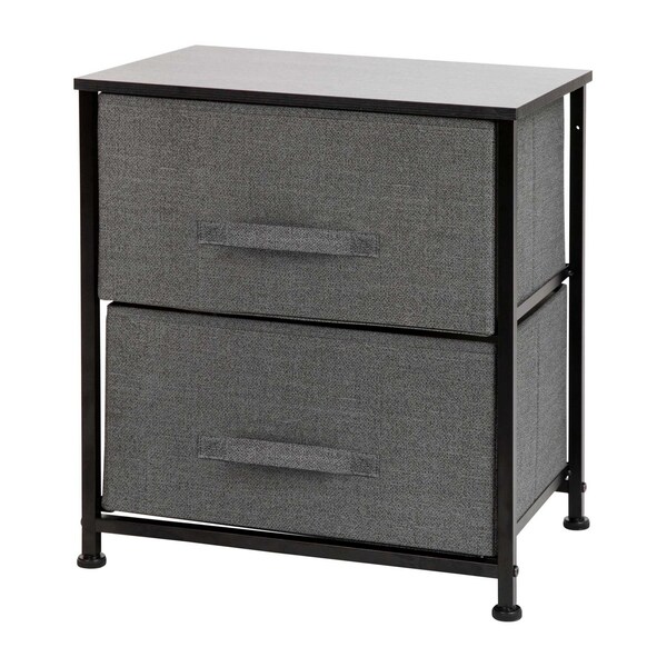 Flash Furniture Black/Gray 2 Drawer End Table Storage Organizer - WX-5L200-BK-GR-GG