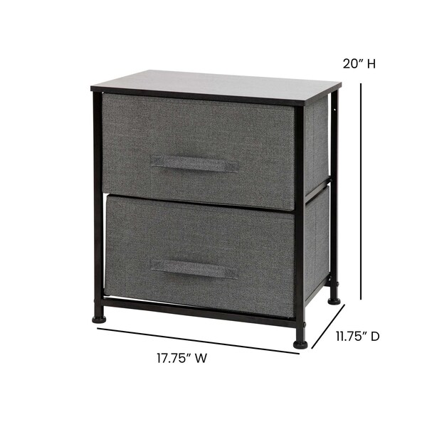 Flash Furniture Black/Gray 2 Drawer End Table Storage Organizer - WX-5L200-BK-GR-GG