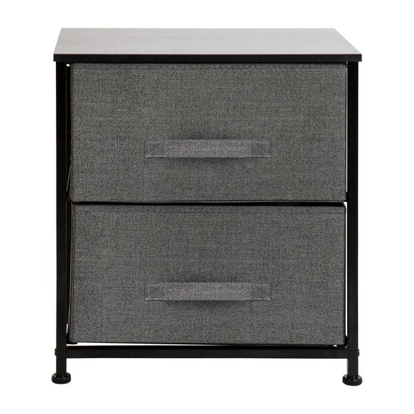 Flash Furniture Black/Gray 2 Drawer End Table Storage Organizer - WX-5L200-BK-GR-GG
