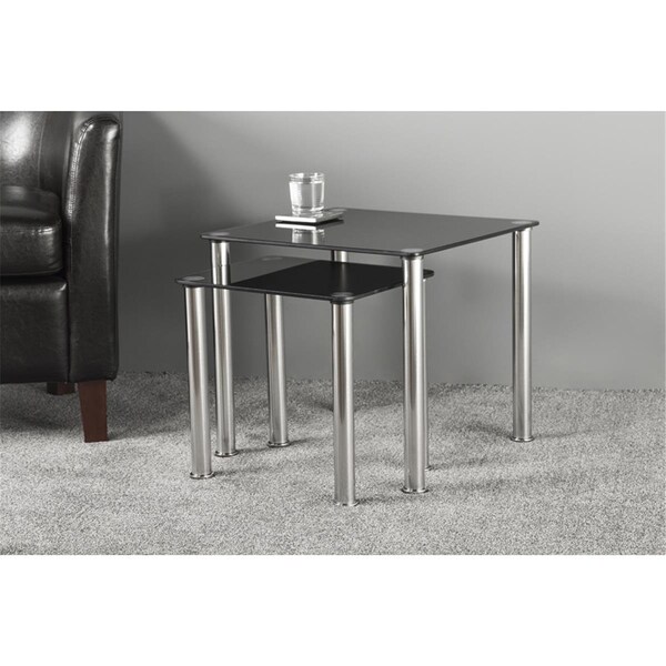 Seatsolutions Nesting Table - Chrome Effect & Black Glass - Set of 2 - SE2771091