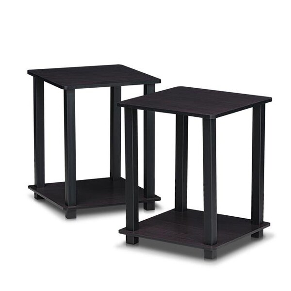 Furinno Furinno 12127DWN Simplistic End Table; Dark Walnut - Set of 2 - 12127DWN