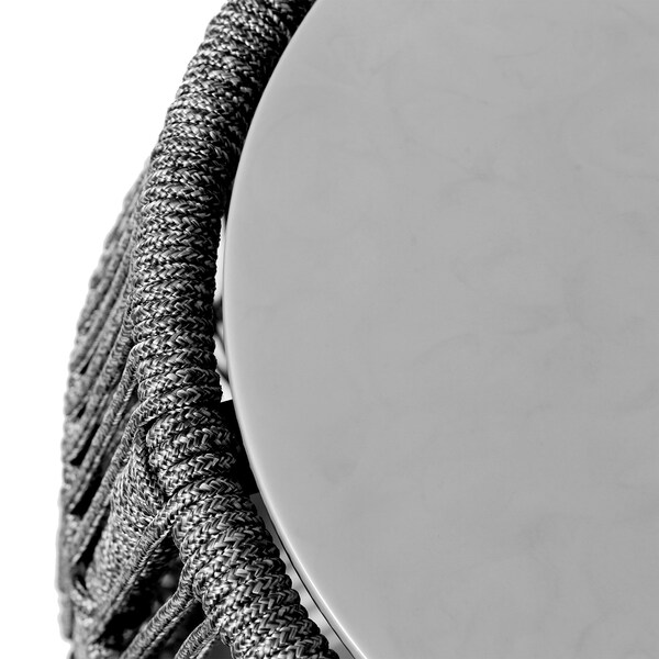 Armen Living Emory Indoor Outdoor Garden Stool End Table in Gray Rope and Gray Stone - 840254335998