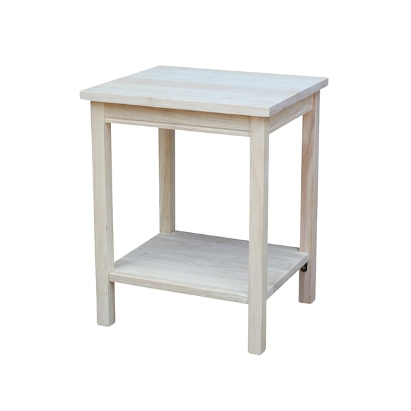International Concepts Rectangle Portman Accent Table, 16 in W, 14 in L, 20 in H, Wood, Unfinished - OT-41