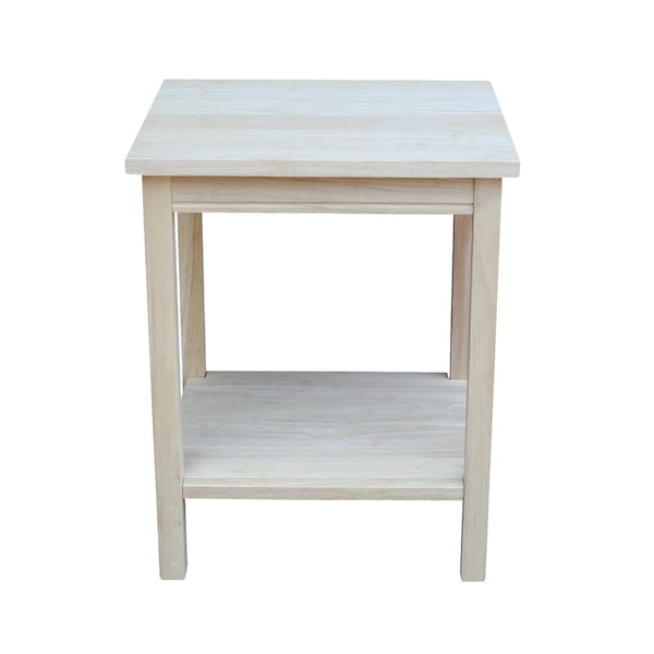 International Concepts Rectangle Portman Accent Table, 16 in W, 14 in L, 20 in H, Wood, Unfinished - OT-41