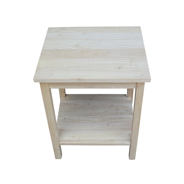 International Concepts Rectangle Portman Accent Table, 16 in W, 14 in L, 20 in H, Wood, Unfinished - OT-41