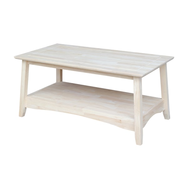 International Concepts Rectangle Bombay Tall Coffee Table, 39.17 in W, 21.25 in L, 18 in H, Wood, Unfinished - OT-4TC