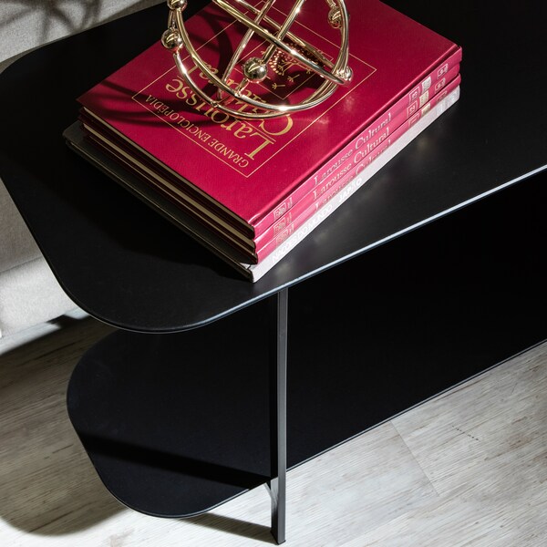 Manhattan Comfort Rectangle Celine Side Table Console in Black, 70.86 W, 13.97 L, 22.63 H, Steel / MDF, Black - 255551