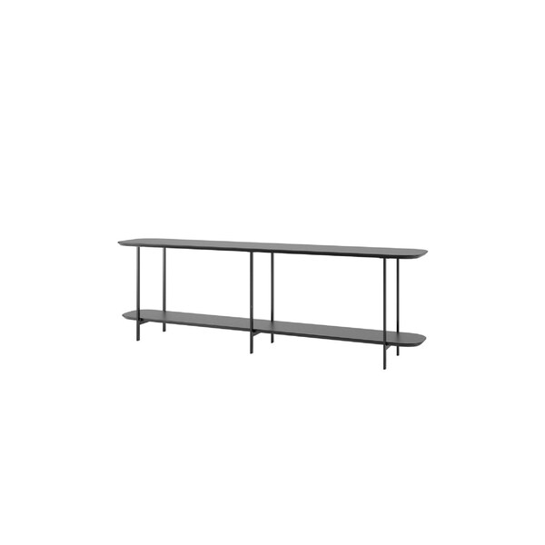 Manhattan Comfort Rectangle Celine Side Table Console in Black, 70.86 W, 13.97 L, 22.63 H, Steel / MDF, Black - 255551