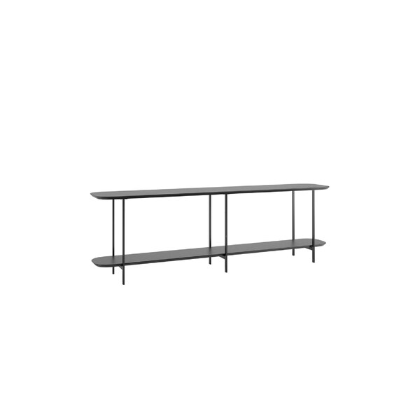 Manhattan Comfort Rectangle Celine Side Table Console in Black, 70.86 W, 13.97 L, 22.63 H, Steel / MDF, Black - 255551