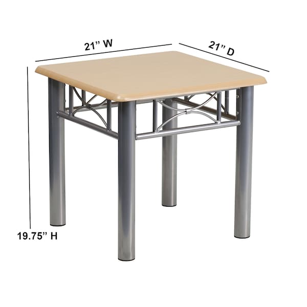 Flash Furniture Square End Table, 21" W, 21" L, 19.75" H, Laminate, Wood Grain - JB-6-END-NAT-GG