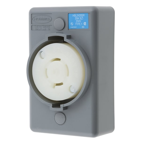 Receptáculo Twist-Lock de 20A 3P 4W 250VAC L15-20R GY - HBL2420SR de Hubbell