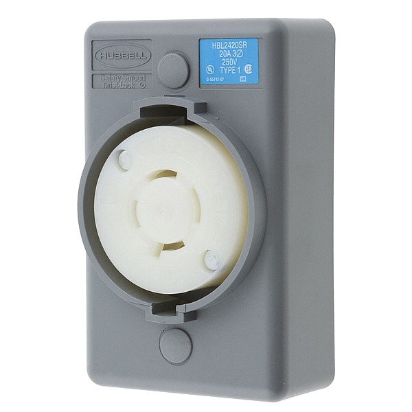 Receptáculo Twist-Lock de 20A 3P 4W 250VAC L15-20R GY - HBL2420SR de Hubbell
