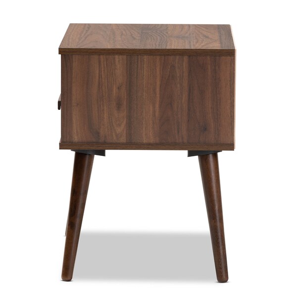 Baxton Studio Quinn White and Walnut Finished 1-Drawer Wood End Table - 159-9852