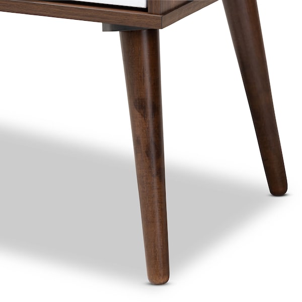 Baxton Studio Quinn White and Walnut Finished 1-Drawer Wood End Table - 159-9852