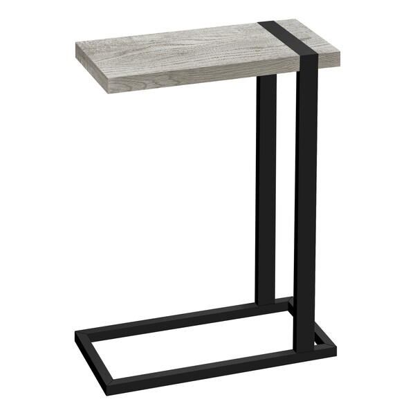 Monarch Specialties Accent Table, C-shaped, End, Side, Snack, Living Room, Bedroom, Metal, Laminate, Grey, Black - I 2858