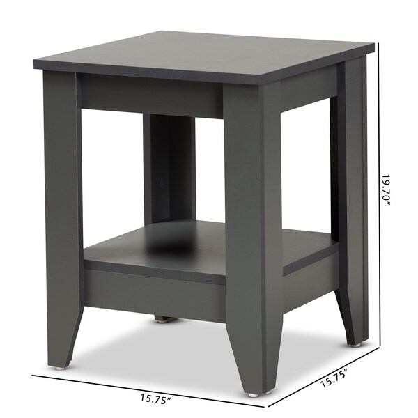 Baxton Studio Audra Modern and Contemporary Grey Finished Wood Living Room End Table - 174-10990-ZORO