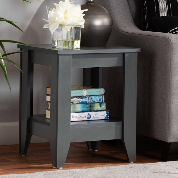 Baxton Studio Audra Modern and Contemporary Grey Finished Wood Living Room End Table - 174-10990-ZORO