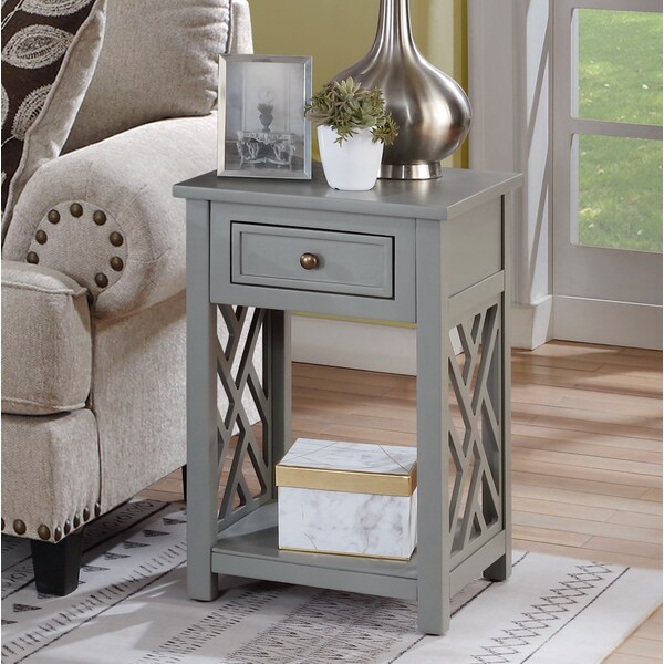 Alaterre Furniture 15.75 W, 15.75 L, 23.75 H, Pine with Composite Wood, Gray - ANCT0140