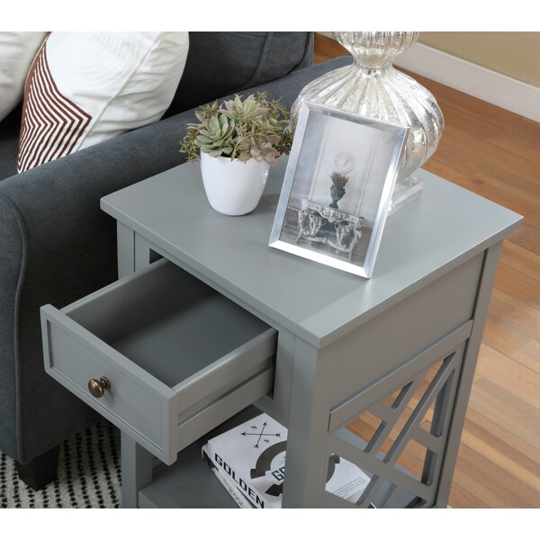 Alaterre Furniture 15.75 W, 15.75 L, 23.75 H, Pine with Composite Wood, Gray - ANCT0140