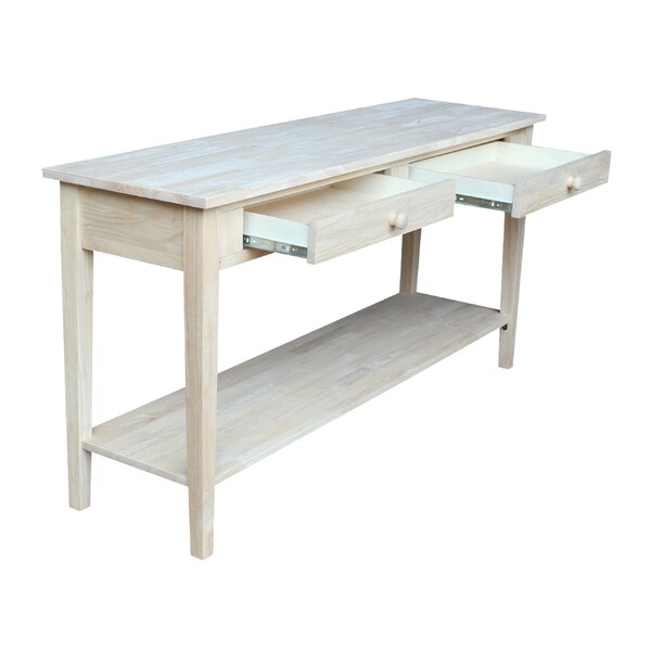 International Concepts Rectangle Spencer Console Server Table Extended Length, 60 in W, 17 in L, 30 in H, Wood, Unfinished - OT-696796