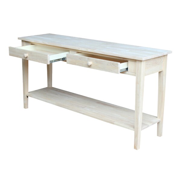International Concepts Rectangle Spencer Console Server Table Extended Length, 60 in W, 17 in L, 30 in H, Wood, Unfinished - OT-696796