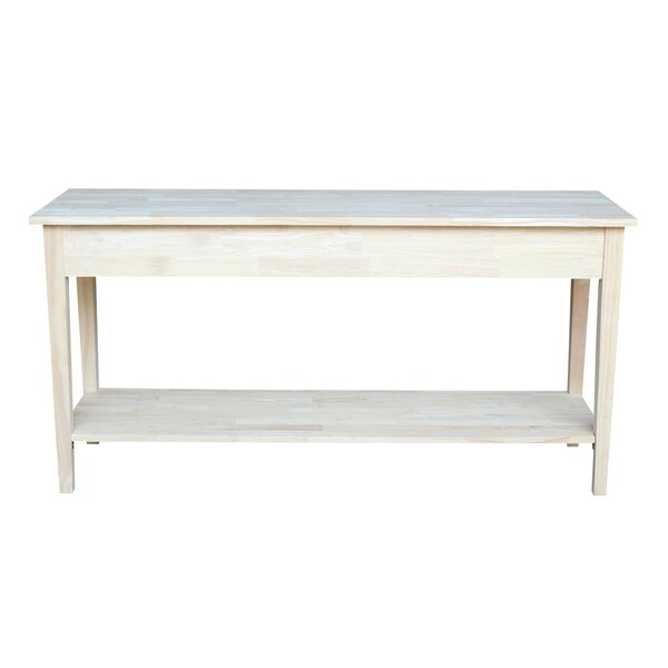 International Concepts Rectangle Spencer Console Server Table Extended Length, 60 in W, 17 in L, 30 in H, Wood, Unfinished - OT-696796