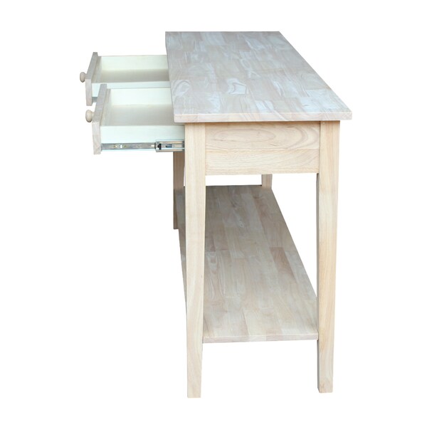 International Concepts Rectangle Spencer Console Server Table Extended Length, 60 in W, 17 in L, 30 in H, Wood, Unfinished - OT-696796