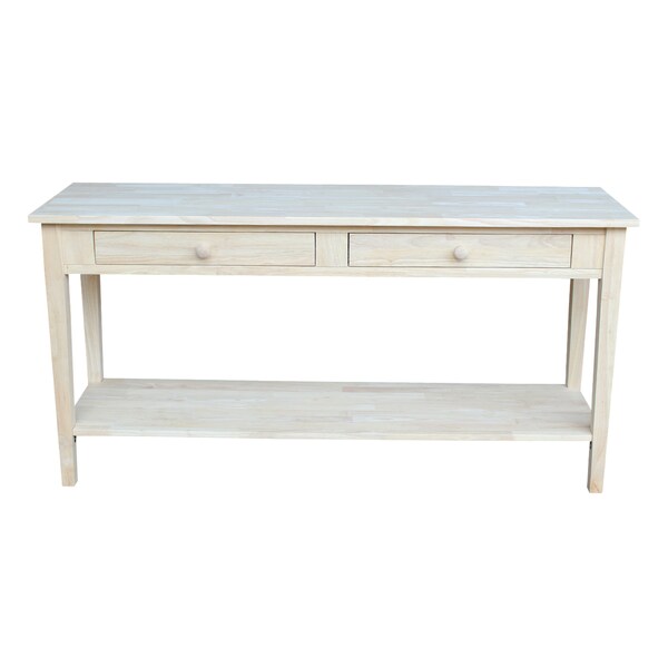 International Concepts Rectangle Spencer Console Server Table Extended Length, 60 in W, 17 in L, 30 in H, Wood, Unfinished - OT-696796