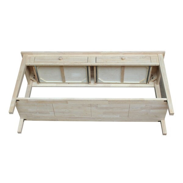 International Concepts Rectangle Spencer Console Server Table Extended Length, 60 in W, 17 in L, 30 in H, Wood, Unfinished - OT-696796