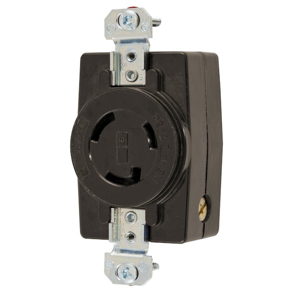 Dispositivos de bloqueo de Hubbell Wiring Device-Kellems, Twist-Lock®, Receptáculo empotrado simple, 30A, 125/250V CA, 3 polos, 3 cables sin conexión a tierra, NEMA L10-30R, cara de nylon, terminales traseros y laterales - HBL2660.