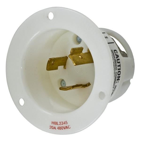 Dispositivos de bloqueo, Twist-Lock®, industrial, entrada con brida, 20A 480V 2 polos 3 cables a tierra, L8-20P, terminal de tornillo, gris - HBL2345