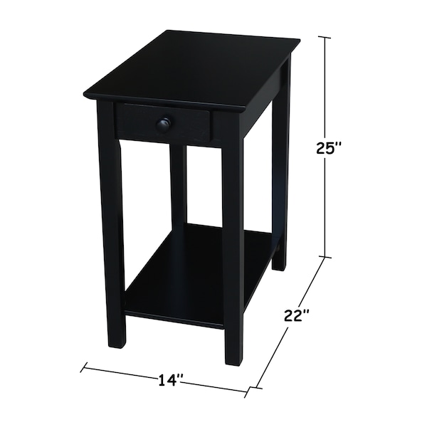 International Concepts Rectangle Narrow End Table, 22 in W, 14 in L, 25 in H, Wood, Black - OT46-2214