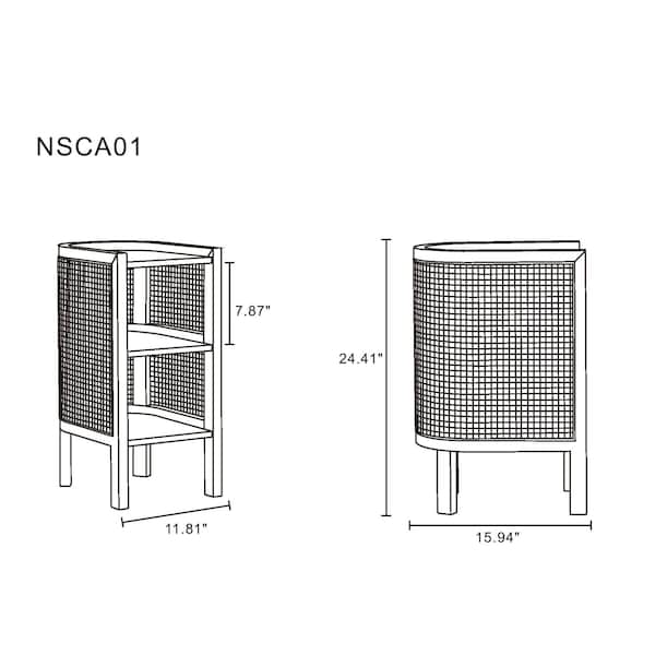 Manhattan Comfort End Table, 11.81 in W, 15.94 in L, 24.41 in H, Natural Cane - NSCA01-BK