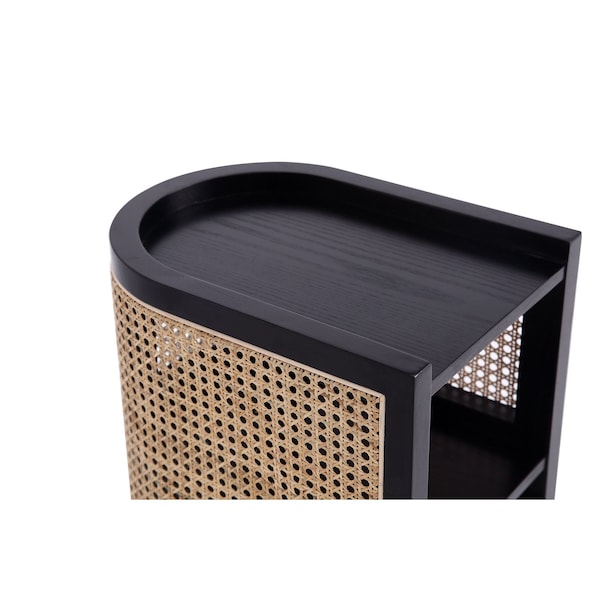 Manhattan Comfort End Table, 11.81 in W, 15.94 in L, 24.41 in H, Natural Cane - NSCA01-BK
