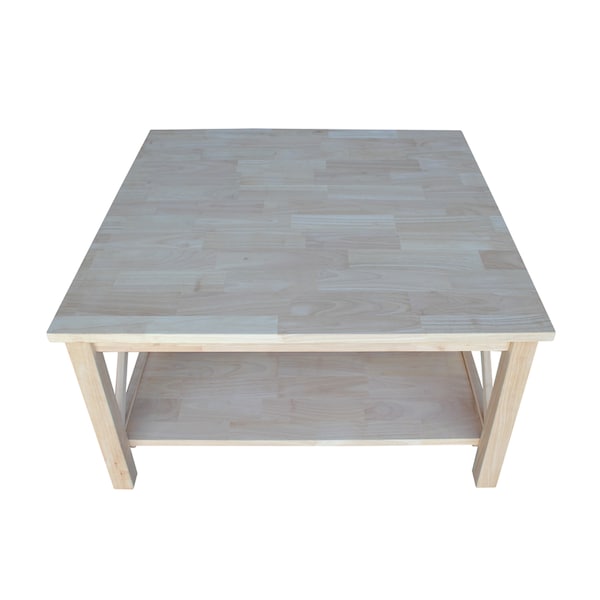 International Concepts Square Hampton  Coffee Table, 34 in W, 34 in L, 18 in H, Wood, Unfinished - OT-70SC2