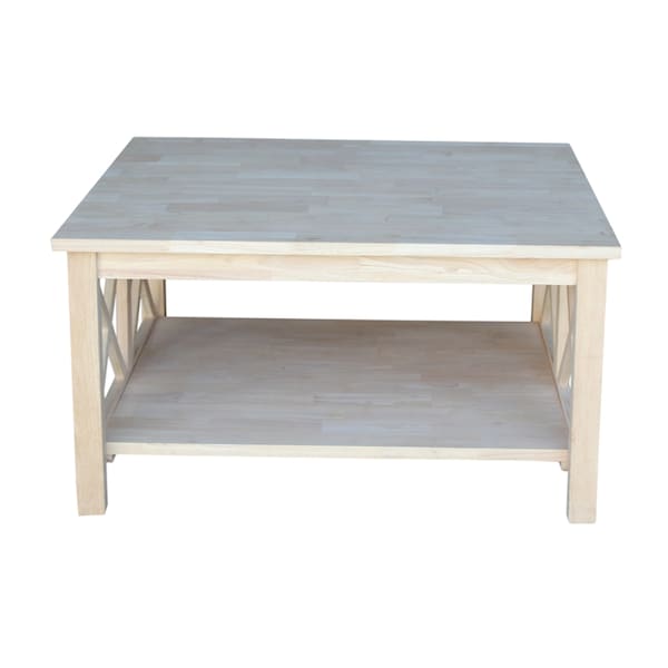 International Concepts Square Hampton  Coffee Table, 34 in W, 34 in L, 18 in H, Wood, Unfinished - OT-70SC2
